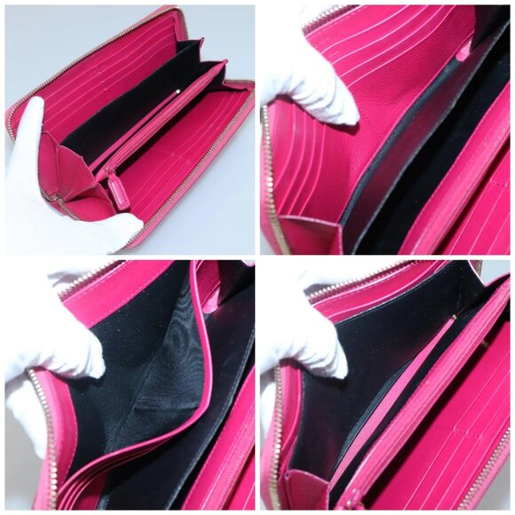 SAINT LAURENT Long Wallet Leather Pink Gold Auth yk19456 - Picture 15 of 16